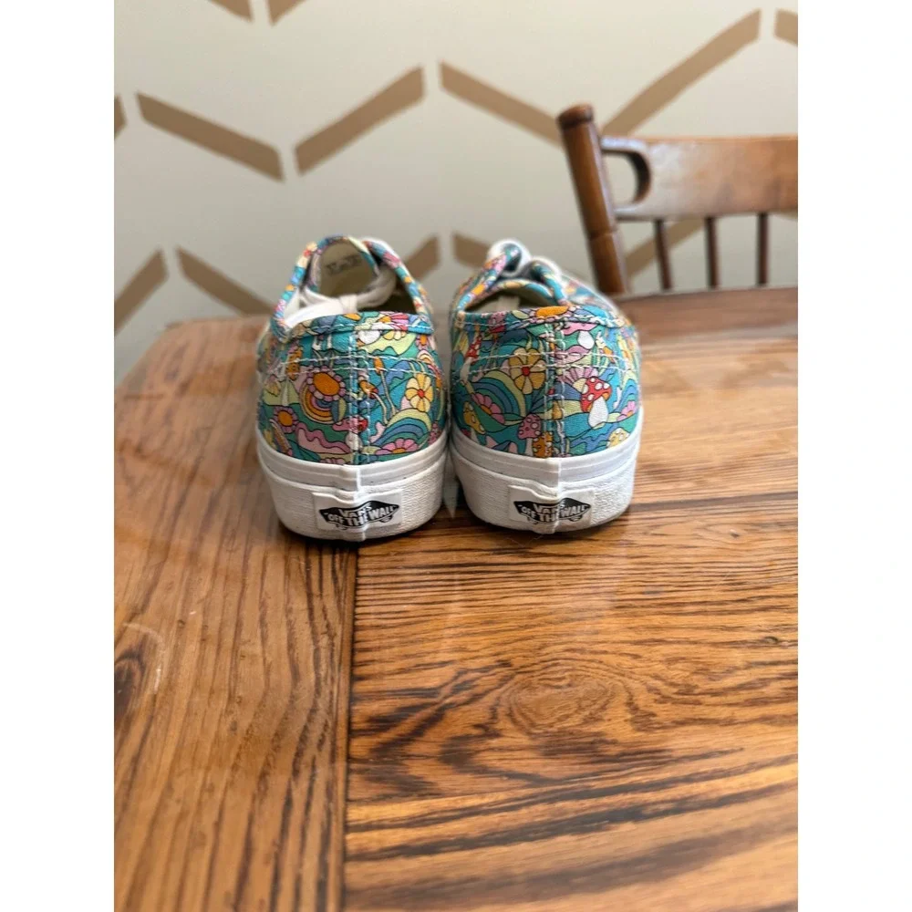 Vans Authentic Shoes Womens 6.5 Multi Color Psychedelic Mushroom Floral Sneakers